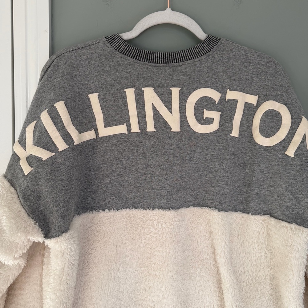 Spirit Jersey Killington Vermont Sherpa Gray White Sweatshirt Apres Ski - Picture 10 of 14